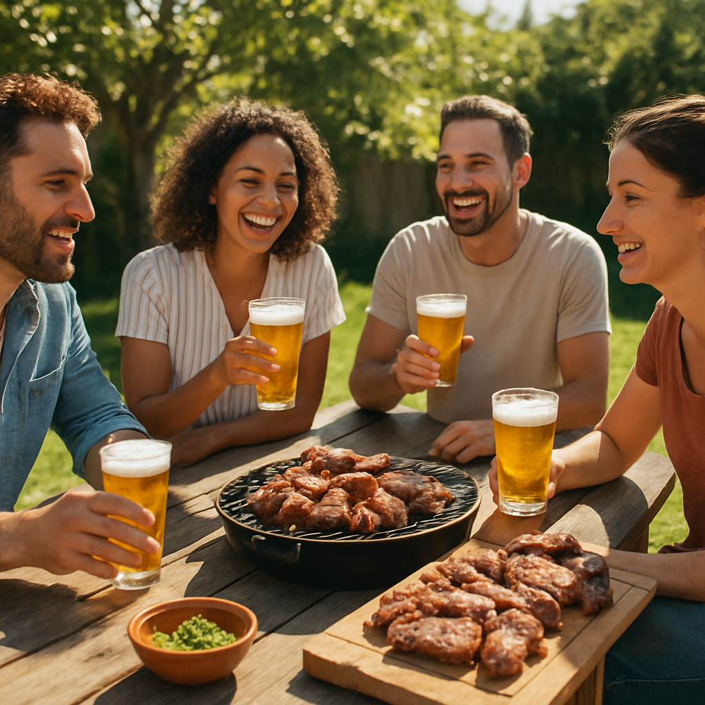 Churrasco com chopp gelado